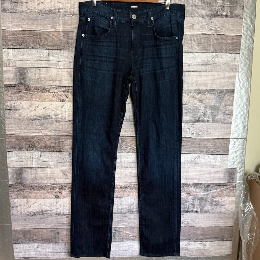 Hudson Byron Straight Jeans Mens 34x32 Blue Dark Wash Stretch Casual